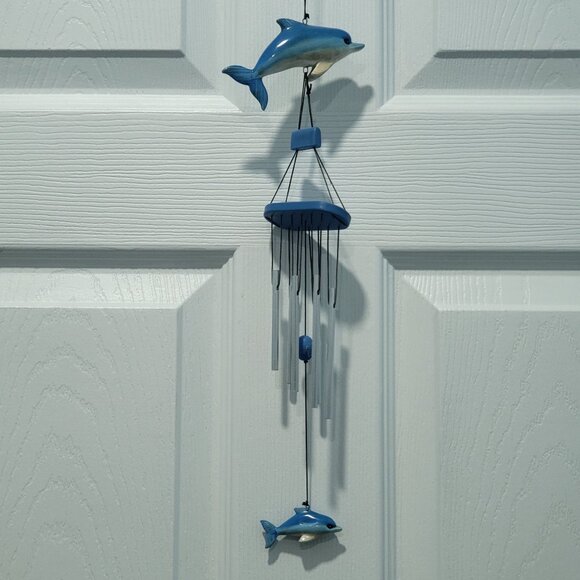 Blue Dolphin Acrylic Metal Hanging Wind Chimes - Picture 8 of 12